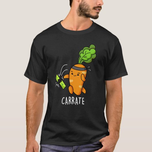 Carrate Funny Carrot Karate Pun Dark BG T-shirt (Voorkant)