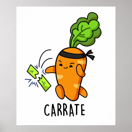 Carrate Funny Carrot Karate Pun Poster (Voorkant)