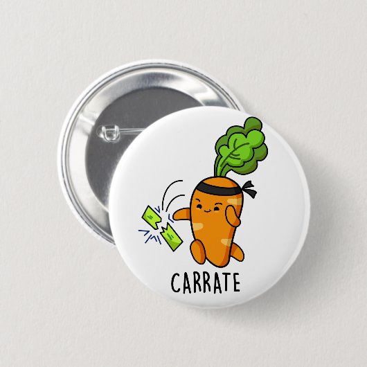 Carrate Funny Carrot Karate Pun Ronde Button 5,7 Cm (Voorkant /achterkant)