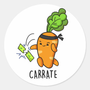 Carrate Funny Carrot Karate Pun Ronde Sticker