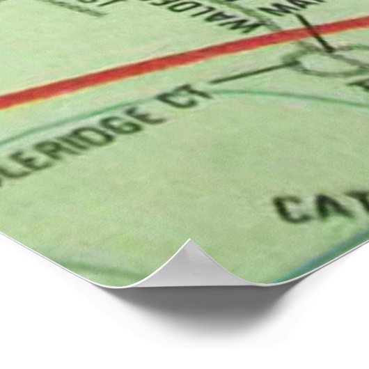 Carrboro en Chapel Hill, NC  Map Poster (Hoek)