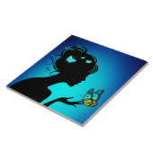 Carreau De blauwe vlinder Tegeltje (Zijkant)