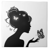 Carreau Witte Vlindervrouw Tegeltje (Voorkant)