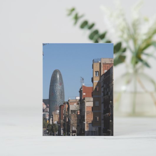 Carrer de Badajoz en Torre Agbar, Barcelona Briefkaart (Staand voorkant)