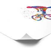 carrera de bicicletas bmx acuarela foto afdruk (Hoek)