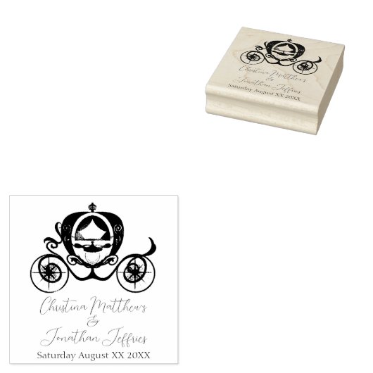 Carriage and Custom Names Fairy Tale Princess Rubberstempel (Gestempeld)