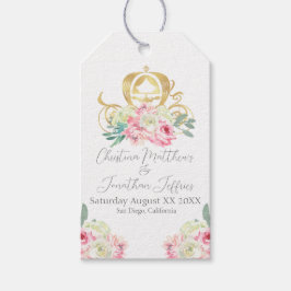 Carriage and Pink Flowers Fairy Tale Wedding Cadeaulabel