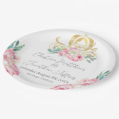 Carriage and Pink Flowers Fairy Tale Wedding Papieren Bordje (Gekanteld)