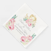 Carriage and Pink Flowers Fairy Tale Wedding Servet (Hoek)