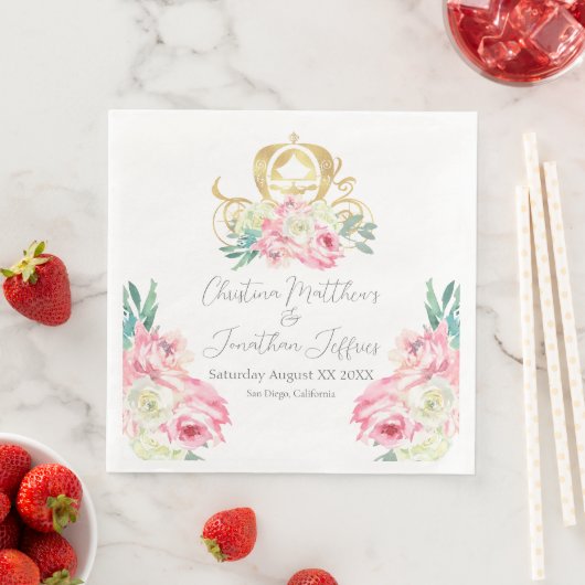 Carriage and Pink Flowers Fairy Tale Wedding Servet (Insitu)