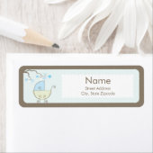 Carriage Baby shower Adreslabel - Blauw & Groen Etiket (Insitu)