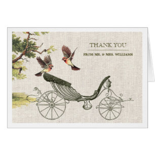  Carriage Bruiloft Dank u kaart