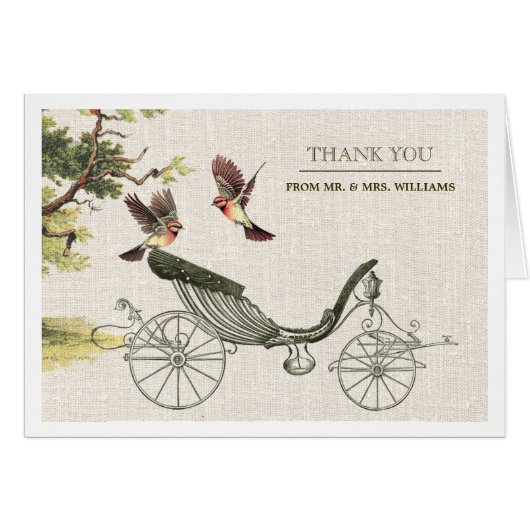  Carriage Bruiloft Dank u kaart (Voorkant Horizontaal)