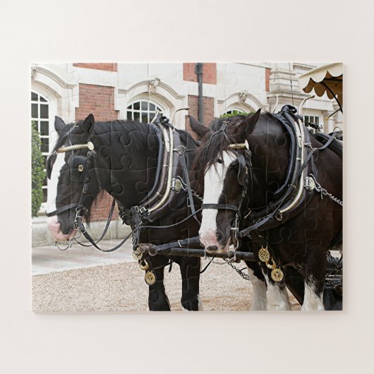 Carriage draft paarden legpuzzel (Horizontaal)