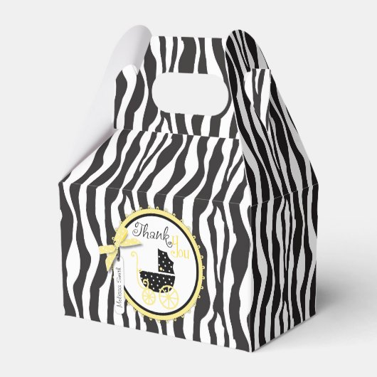 Carriage en Zebra Print Baby shower geschenkdoos Bedankdoosjes (Voorkant Zijde)