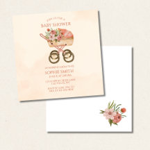  Carriage Floral Baby shower Square