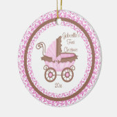 Carriage Girl Baby's First Kerstversiering Keramisch Ornament (Links)