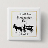 Carriage Hearse Silhouette Mortician Button (Voorkant)