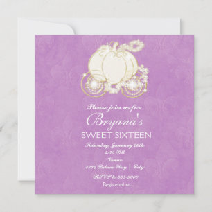 Carriage Invitation Cinderella Paarse Princess Kaart