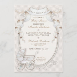 Carriage Ivory Creme Gingham Birds Kaart