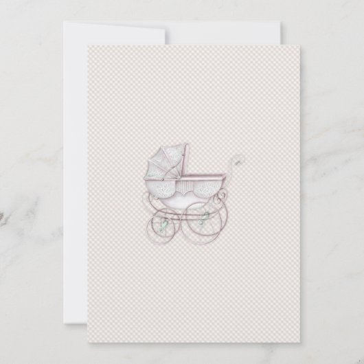 Carriage Ivory Pink Gingham Birds Kaart (Achterkant)