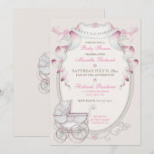 Carriage Ivory Pink Gingham Birds Kaart (Voorkant / Achterkant)