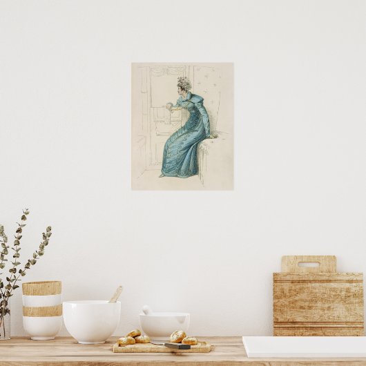 Carriage jurk, mode bord van Ackermann's Rep Poster (Keuken)