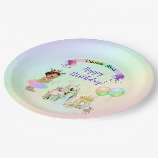 Carriage Magical Rainbow Princess Castle Papieren Bordje (Gekanteld)