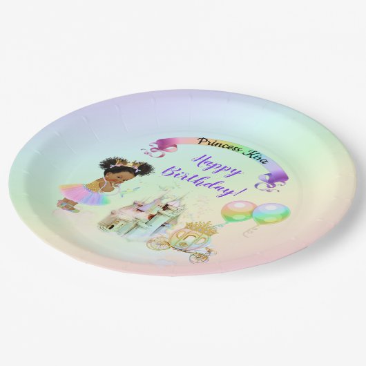 Carriage Magical Rainbow Princess Castle Papieren Bordje (Gekanteld)