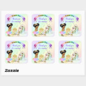 Carriage Magical Rainbow Princess Castle Vierkante Sticker (Vel)