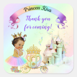 Carriage Magical Rainbow Princess Castle Vierkante Sticker