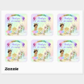 Carriage Magical Rainbow Princess Castle Vierkante Sticker (Vel)