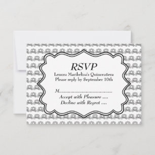 Carriage Pattern Quinceanera RSVP Kaartje