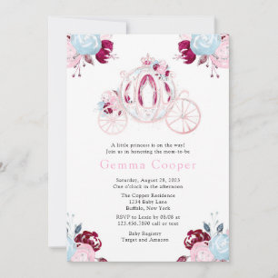 Carriage Pink and Silver Glitter Girl Baby shower Kaart