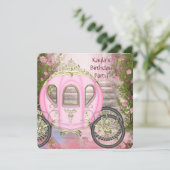 Carriage Pink Roses Prinses Verjaardagsfeestje Kaart (Staand voorkant)