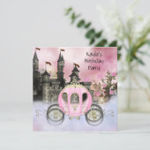 Carriage Pink Roses Prinses Verjaardagsfeestje Kaart (Staand voorkant)