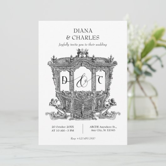 Carriage Royal Wedding Uitnodiging (Staand voorkant)