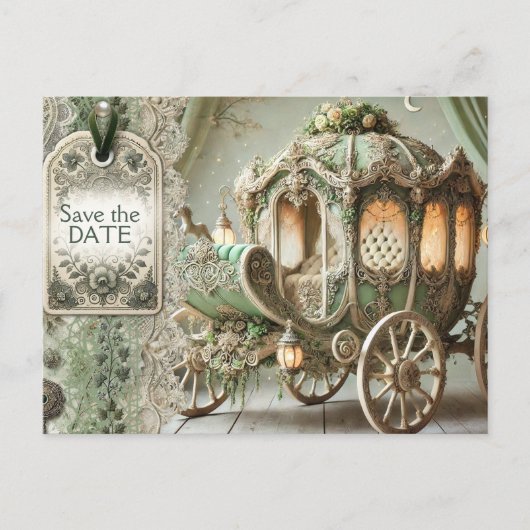 Carriage Wedding Aankondiging Briefkaart (Voorkant)
