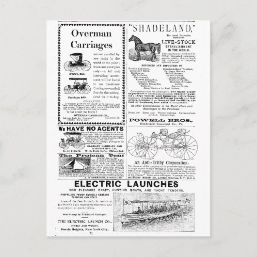 Carriages en meer advertenties briefkaart (Voorkant)