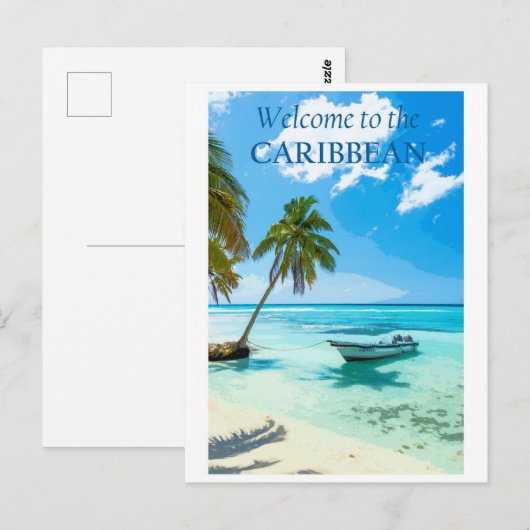  Carribean Ocean Beach Travel Briefkaart (Voorkant / Achterkant)