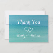 Carribean zeegezicht waterverf strand bruiloft bedankkaart (Voorkant)