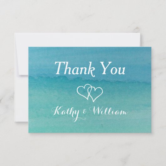 Carribean zeegezicht waterverf strand bruiloft bedankkaart (Voorkant)