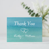 Carribean zeegezicht waterverf strand bruiloft bedankkaart (Staand voorkant)