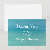 Carribean zeegezicht waterverf strand bruiloft bedankkaart (Voorkant / Achterkant)