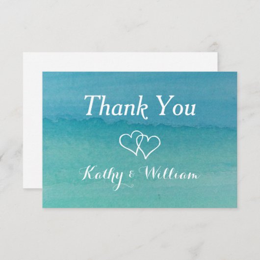 Carribean zeegezicht waterverf strand bruiloft bedankkaart (Voorkant / Achterkant)