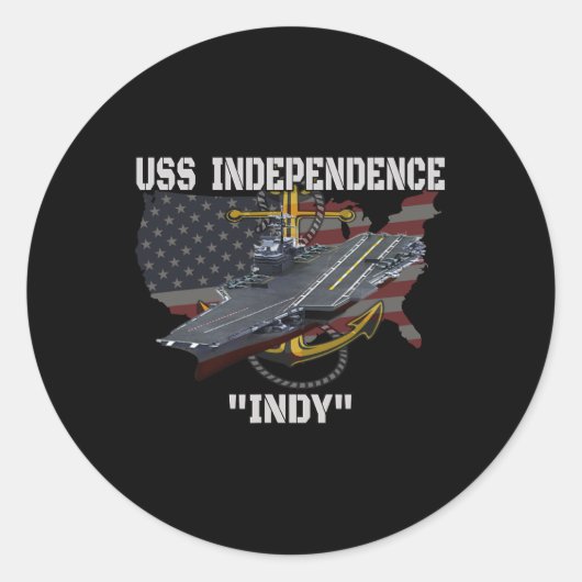 Carrier USS Independence CV-62 CVA-62 Veteranendag Ronde Sticker (Voorkant)