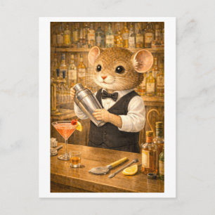 Carrière Muis als Bartender Briefkaart