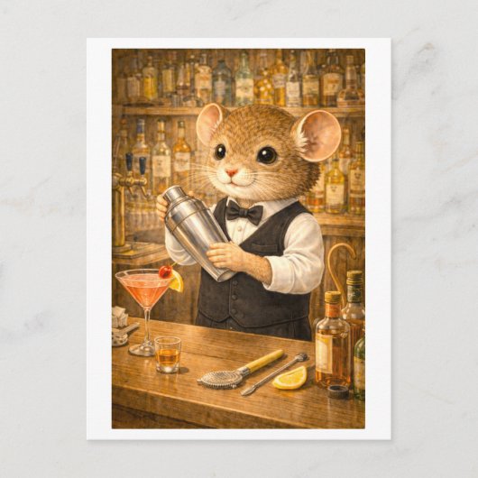 Carrière Muis als Bartender Briefkaart (Voorkant)