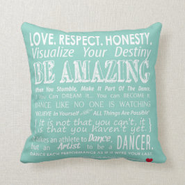 Carrie's Inspirerend Dance Quotes Pillow- Aqua Kussen