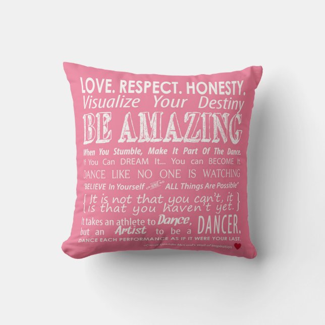 Carrie's Inspirerend Dance Quotes Pillow - roze Kussen (Voorkant)